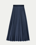 Marilyn Accordion-Pleated Midi Skirt in Denim