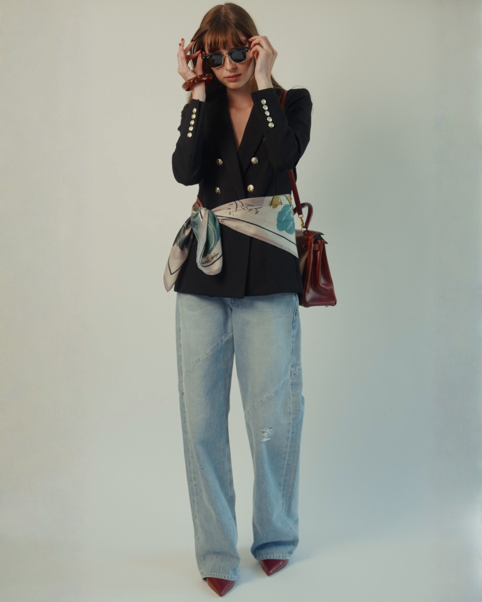 Katharine Double-Breasted Blazer in Black